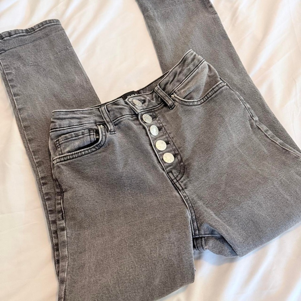 BDG Urban Outfitters Girlfriend High Rise Bootcut Jeans Gray Button Fly 26